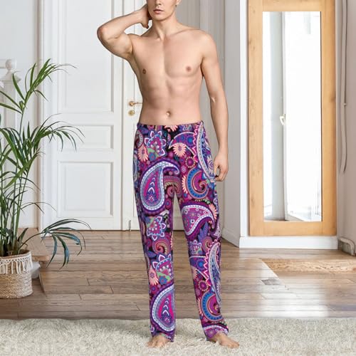 Blue Purple Paisley Mens Pj Pants,Soft Men Lounge Pants,Mens Pajama Pants Bottoms,Sleep Pants For Men2