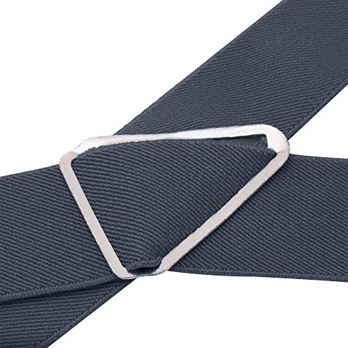Buyless Fashion Suspenders For Men - 48" Elastic Adjustable Straps 1 1/4" - X Back - 5104-Denim-Blue #TOP2