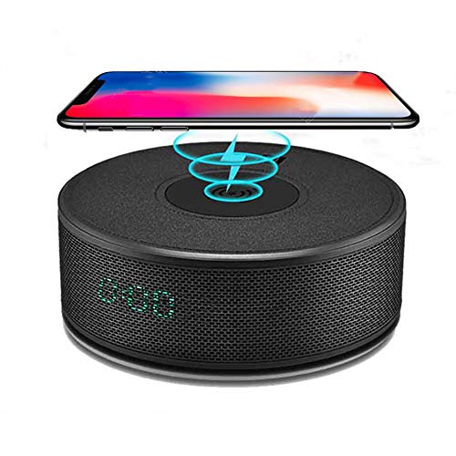 Bluetooth Speakers with Wireless Charger, DORNLAT Portable Wireless Speaker with Alarm Clock