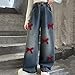 Kids Bow Embroidered Wide Leg Jeans Casual Stretchy Streetwear Elastic Waist Denim Pants for 5-15 Years with Pockets