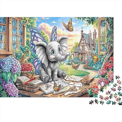 Elephant Adventure Recycled Cardboard Pieces Jigsaw Puzzle Set for Adults Elephant Garden Anxiety Reducer for Wall Decoration And Gifts Great Gift Ideas for Holiday And Anniversary 52x38cm/1000pcs