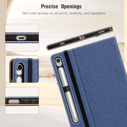 Image of MoKo Case for Samsug Galaxy Tab S10 Lite / S10 FE / S9 FE / S9 10.9 /11 Inch | Built-in S Pen Holder Case for Samsung Tablet (2025 /2023), PU Leather, Hand Strap & Front Pocket, Blue & Brown