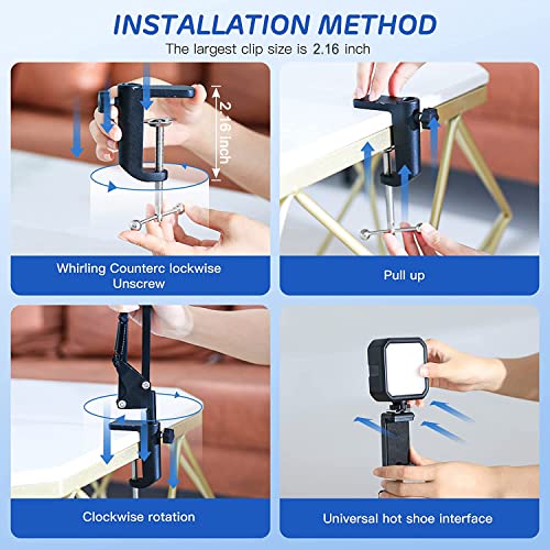 image for LJINGE Overhead Phone Mount, Articulating Arm Cell Phone Holder with L