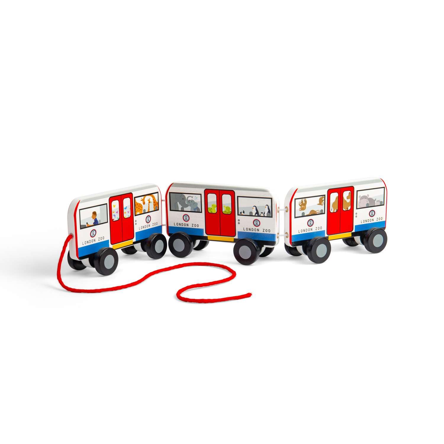 Bigjigs Toys London Pull Along Tube - Wooden Pull-Along Toy for Kids Sustainably Made Baby & Toddler Gifts, Age 18 Months + - Image 2