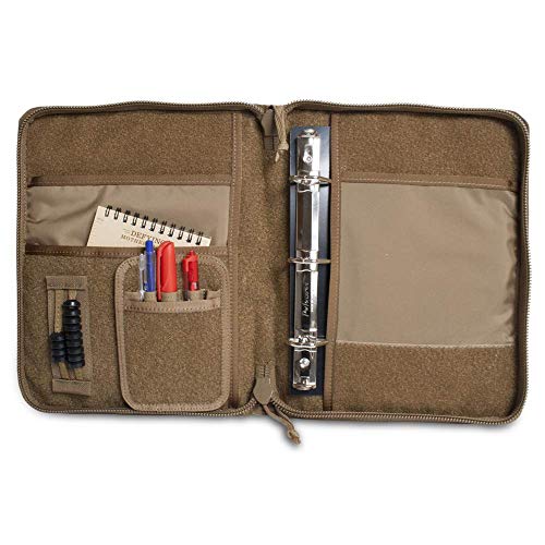 Tactical 3-Ring Binder Cover, Military Field Admin & Map Case, For 9X6 Paper, Zippered (Coyote Brown) #TOP7