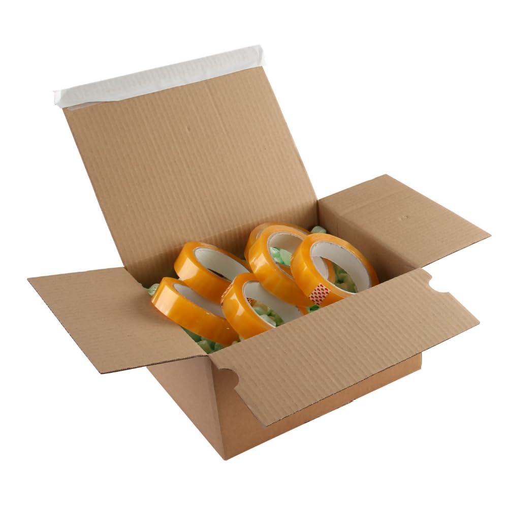 Blake VITA - Recyclable Parcel Boxes 305 x 215 x 220 mm - Pack of 10 - Peel and Seal Cardboard Boxes - FSC 100% Recycled - Strength 130 GSM - Taping Free Corrugated Shipping Box - Rip Strip (PEB35)