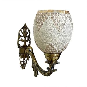 Lexton 7 Watt Metal Fitting Hand Decorated Mosaic Glass Shade Wall Lamp |for Home Interior Decorations(Multicolor, Set…