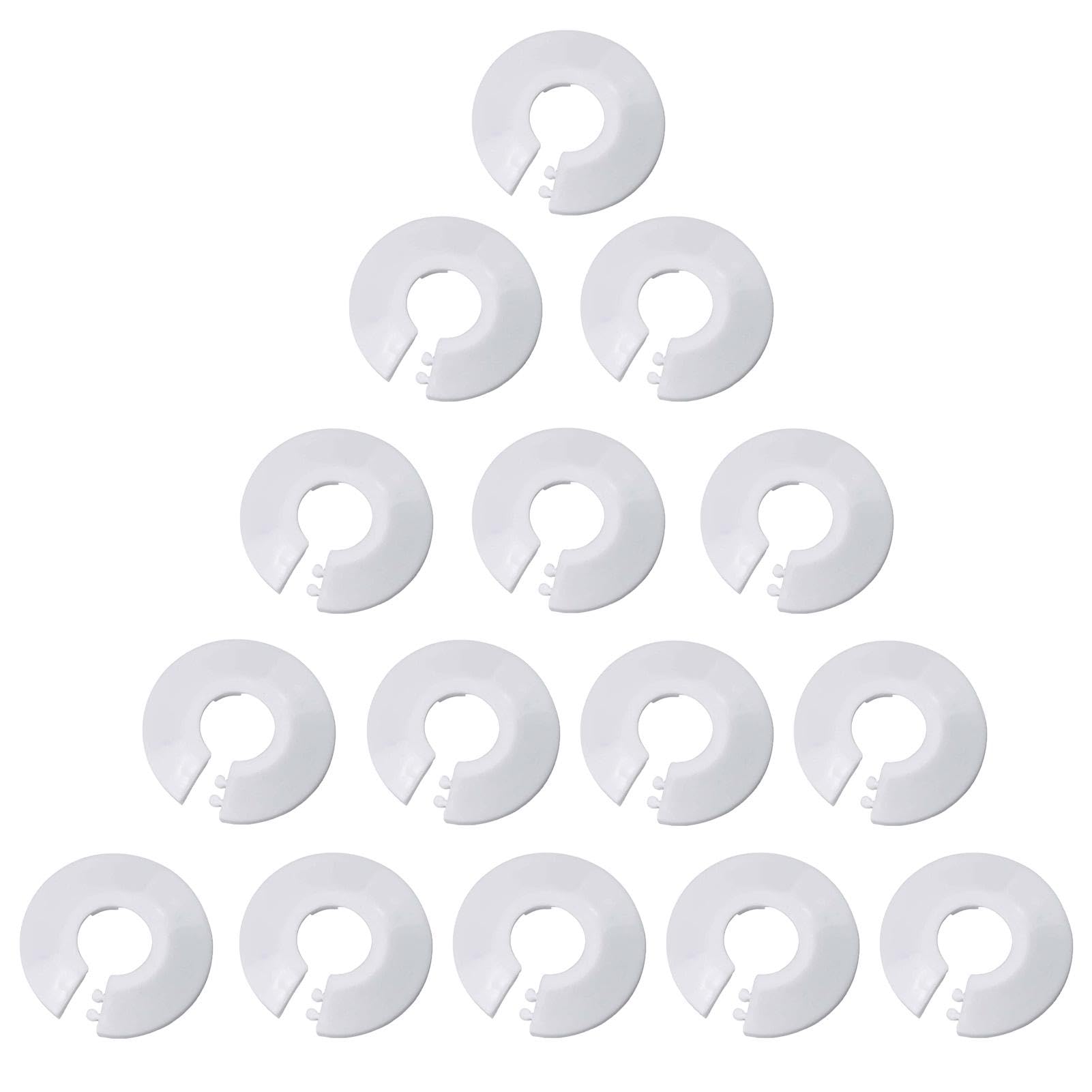 15Pcs Plastic Radiator Pipe Covers,White Durable Water Pipes Collars,Pipe-Covers Fit for 15 mm Diameter Pipes Decoration,Small Covers for Radiator Pipes,Easy to Install
