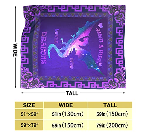 Purple Dragon Throw Blanket Warm Ultra-Soft Flannel Blanket For Bed Couch Living Room Travel Camping Outdoor Picnic Blankets For Kids Children Adults (51" X 59") #TOP3