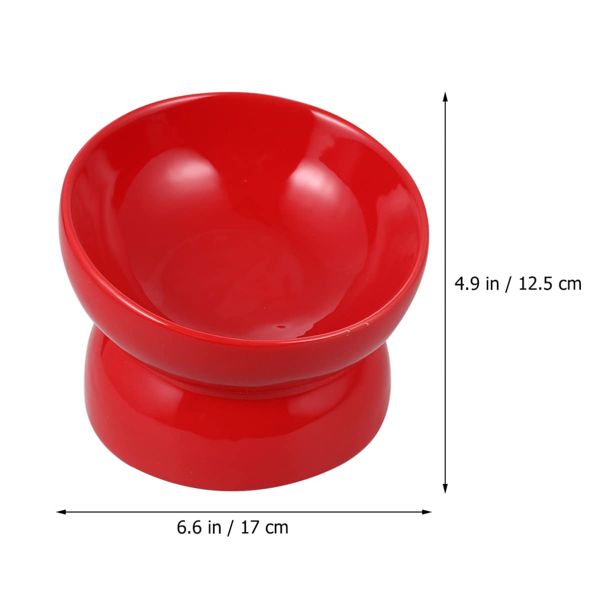 Toddmomy High Feet Ceramic Pet Bowl Slanted Mouth Feeder Durable Dish for Dogs and Puppies Lightweight Design Red Color for Healthy Feeding