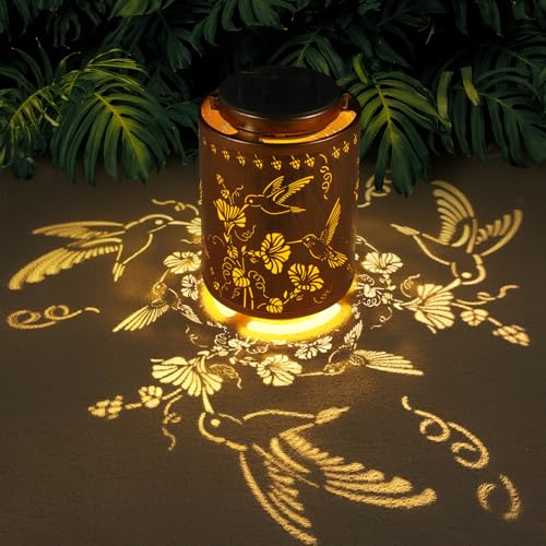 Image of Solar Lanterns Outdoor Waterproof Garden Decor Gifts for Women Mon Grandma Metal Hanging Solar Lights Decoration for Outside LED Lanterns for Yard Patio Lawn Pathway(Hummingbirds)
