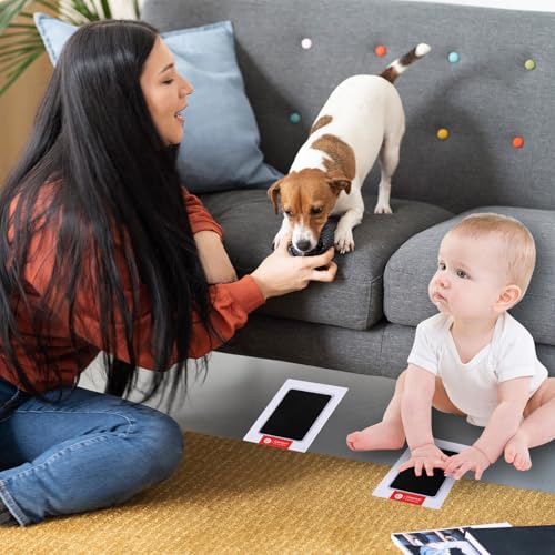 Gjinxi Baby Hand and Footprint Kit Paw Print Kit for Dog Cats, 2 Inkless Print Pads 4 Imprint Cards, Nose Print Stamp Pad for Dogs Clean-Touch Ink Pad Kit, Safe No Mess Printing Infant Hand Foot Stamp - Thumbnail 3