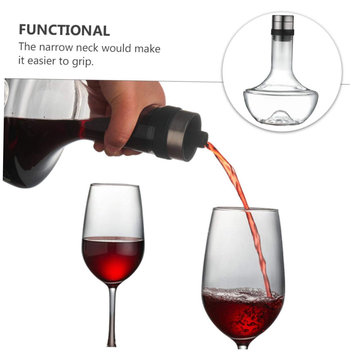 Alipis Decantador de Vidrio Transparente de Decantador de Vino Rápido Hogar de Vidrio para Doméstico para Servir Vino Tinto