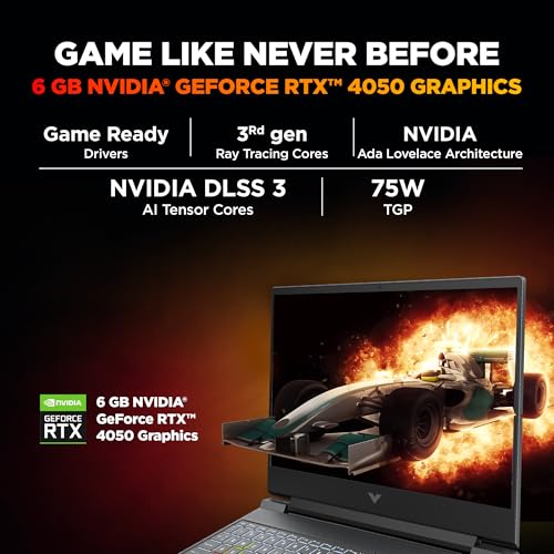Image of HP Victus, Intel Core i5-14450HX 14th Gen, 6GB RTX 4050, 24GB DDR5(Upgradeable) 512GB SSD, FHD, 144Hz, 300 nits, 15.6'' /39.6cm, Win11, M365* Office24, Mica Silver, 2.29kg, fa2382tx, RGB Gaming Laptop