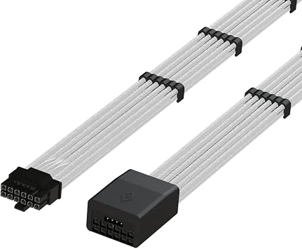 LINKUP 12VHPWR GPU Power Extension Cable | 30cm, Silver