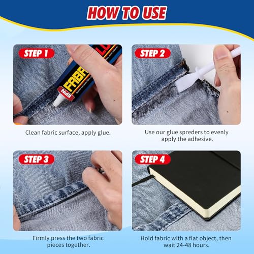 Fabric Glue Permanent,Clear Washable Clothing Glue Fabric Adhesive for All Fabrics, Cotton, Flannel, Denim, Leather, Polyester, Doll Repair, Patches and DIY Crafts(80 ml) - Thumbnail 6