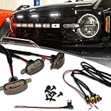 qboonpt 3PCS Amber LED Grill Lights,Car Front Grill Bumper Trim Lamps with Harness and Fuse,Grille Lamps Car Accessories Compatible with 2004-2019 for-d F150 & 2013-2018 Ram 1500(White)