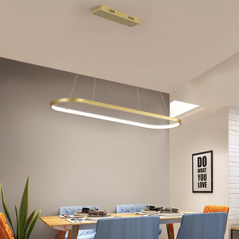 Lampe suspendue LED 120 cm dorée MOCHAMIK pour îlot de cuisine