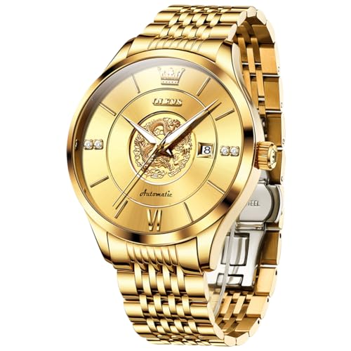 Image of OLEVS Automatic Watches for Men Diamond Skeleton Mechanical Tourbillon Self Winding Luxury Dress Wrist Watches Calendar Luminous Waterproof