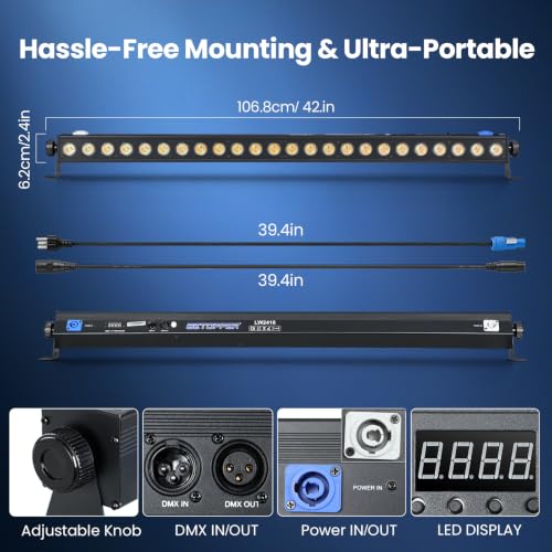 Transform Your Stage with Betopper LW2418 RGBWAUV Light Bars 4 Pack Set - Image 2