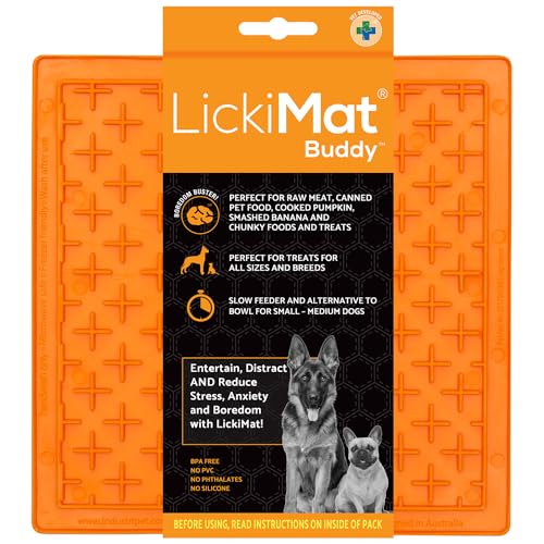 Lickimat Buddy Orange, Schleckmatte Leckmatte für Hunde und Katzen