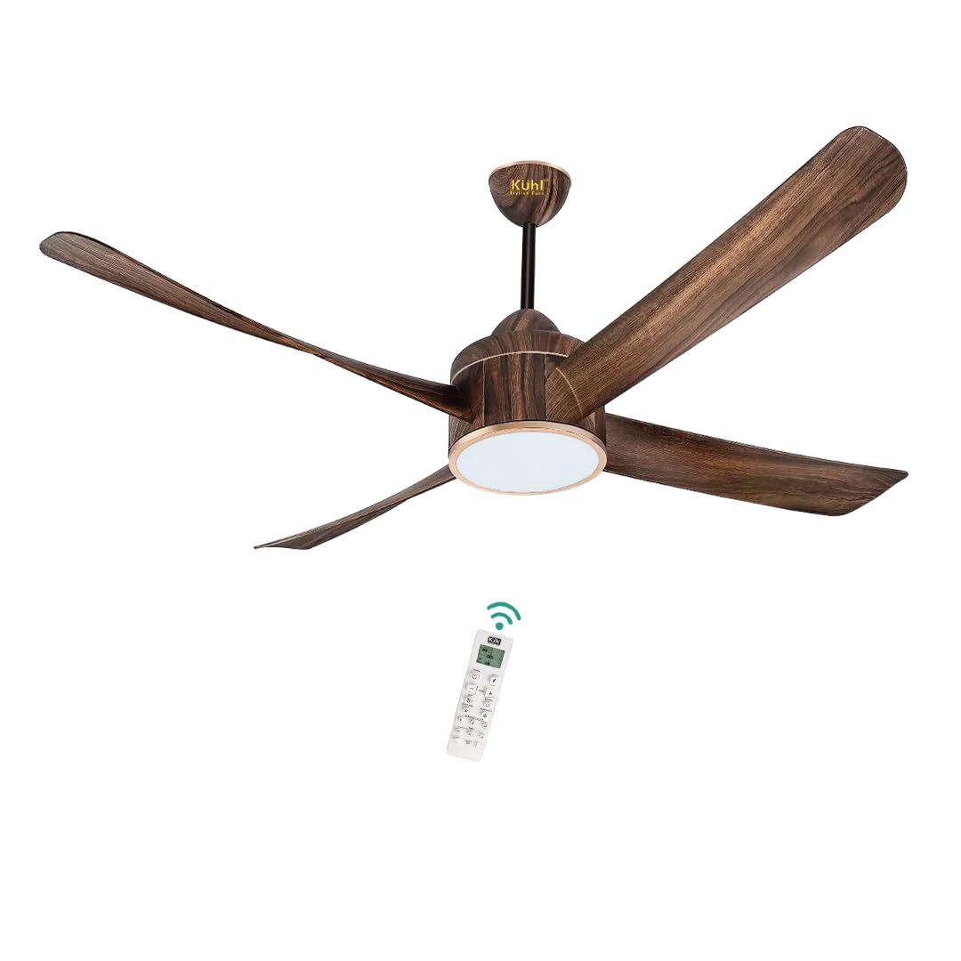 KUHL Platin D4 1500mm Stylish Power Saving BLDC Ceiling Fan with Remote | Down Light | 38W | 5 Star | Low Noise | IoT – Operate via Mobile & Alexa | Reverse Mode | Free Installation | Teak