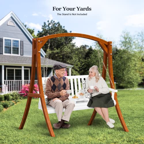 Vingli Heavy Duty 880 Lbs Wooden Patio Porch Swing With Cup Holder, Outdoor Swing Chair Bench With Adjustable Chains For Porch, Yard, Balcony, Tree (5Ft, White) #TOP7