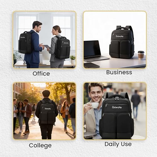 Image of CARRY TRIP Business Laptop Backpack - Stylish Office & Travel Backpack for Men & Women - Fits up to 15.6 Inch Laptop - USB Port, Multiple Compartments - Overnight Casual Bag