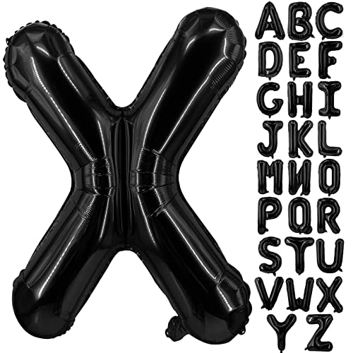 Lovoir 40 Inch Large Black Letter X Balloons Big Size Jumbo Mylar Foil Helium Balloon for Birthday Party Celebration Decorations Alphabet Black X