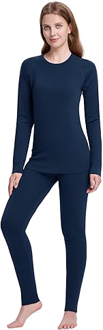 Conjunto de ropa interior térmica para mujer, 100 % lana merino, ropa interior ligera de esquí para mujer, suave y cálida