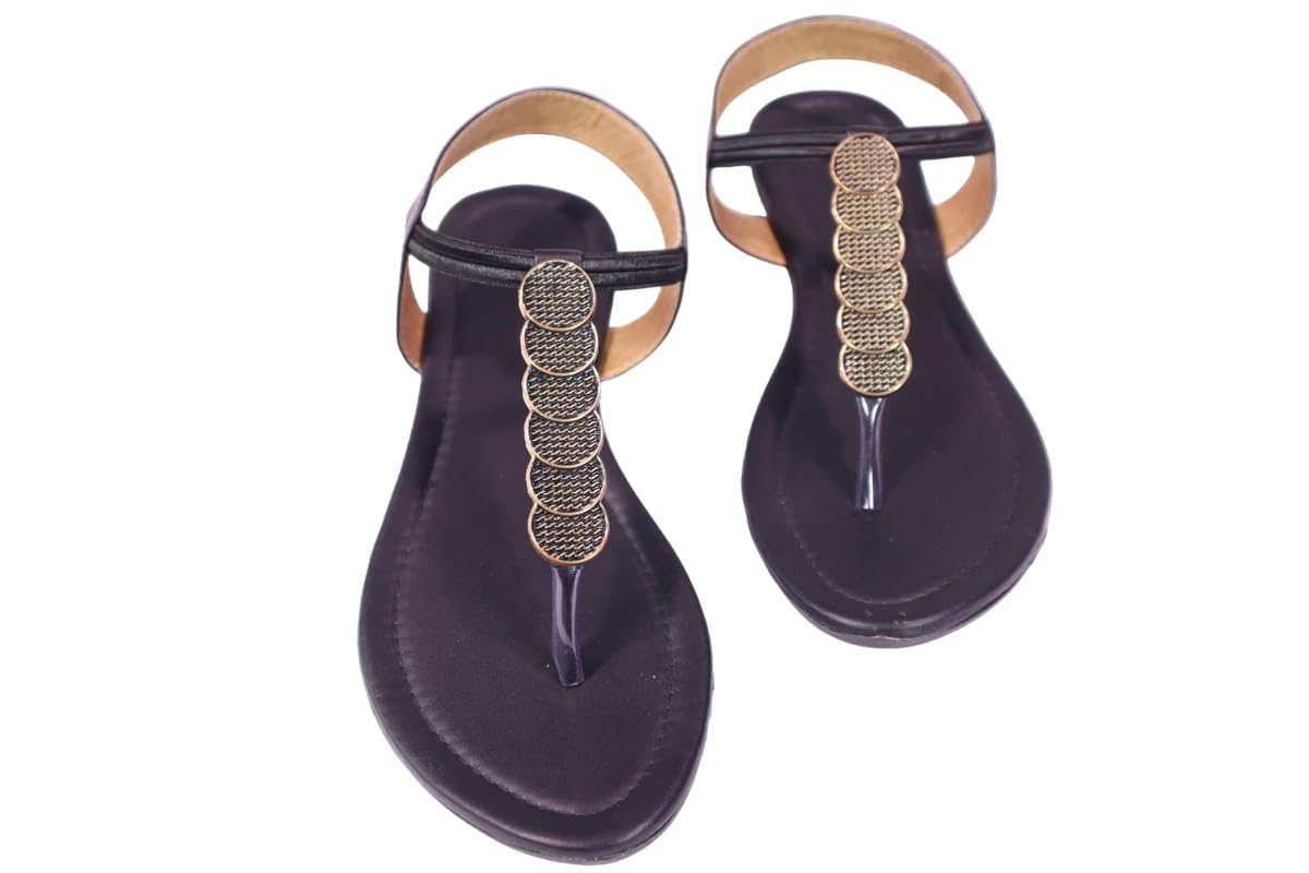 Women Ethnic Flats Footwear for Women | Fancy & Stylish Slippers for Party and Formal Wear Black Sandle-11 (B0DHXT6RD1) Amazon Price History, Amazon Price Tracker