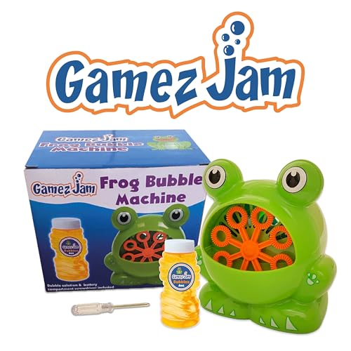 Gamez Jam Frog Seifenblasenmaschine für Kinder Kleinkinder Babys Haustiere Batterie betriebenes Bubble Gerät mit Lösung Indoor Outdoor Party Geschenk