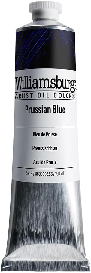 Williamsburg Artist Oil Colors by GOLDEN, Prussian Blue, 150 ml tube, Professional Oil Paint, Semi-Transparent