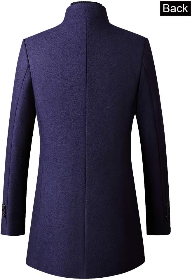 FTCayanz Men's Trench Coat Wool Blend Slim Fit Top Coat Single Breasted Business Overcoat - Image 3