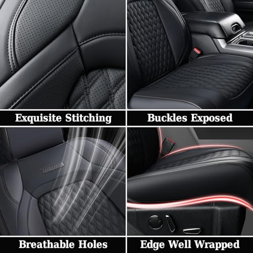 Image of Coverado Seat Covers Full set for Jeep Wrangler, Waterproof Car Seat Covers for Truck Automotive Seat Covers Custom Fit for 2007-2012 Jeep Wrangler JK 2-Door, Full Coverage Wrangler Seat Covers(Black)