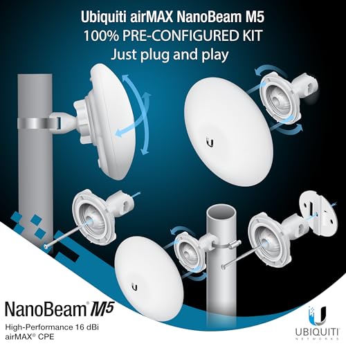 Puente Inalámbrico Ubiquiti NBE-M5-16 Preconfigurado, Paquete de 2 NanoBeam M5, Puente WiFi Exterior Punto a Punto, Plug and Play, 5 GHz, 150+ Mbps, Alcance de Enlace de 15+ km miniatura 7