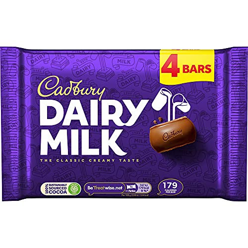 Cadbury Dairy Milk Chocolate 4pk Bar from the UK (Single Pack) 108.8g