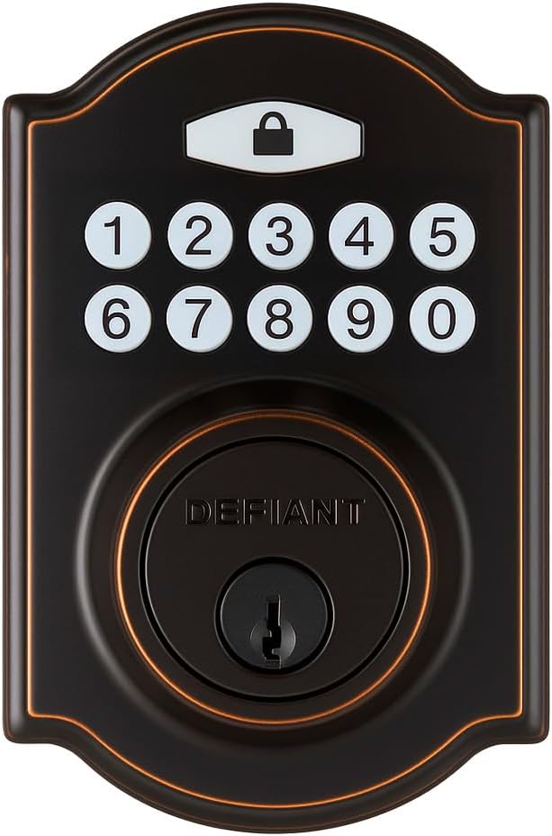 Castle Aged Bronze Single Cylinder Electronic Keypad Deadbolt 2 Keys Included