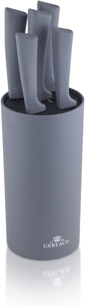 Gerlach G02-0994M-ZENK-05PU-S5S1-01 Set of The Kitchen Knives in Block Smart Grey-G02-0994M-ZENK-05PU-S5S1-01, Stainless Steel