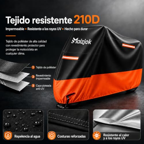 Maizjok® Funda Moto Impermeable, Cubierta Moto Exterior Interior 210D - Imagen 5