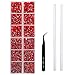 OUTUXED 5040pcs Red Flatback Rhinestones for Crafting, Crystal Round Gems for Nail Art DIY, Halloween Clothes Bags, 6 Mixed Size Hotfix With Tweezers and Picking Pen