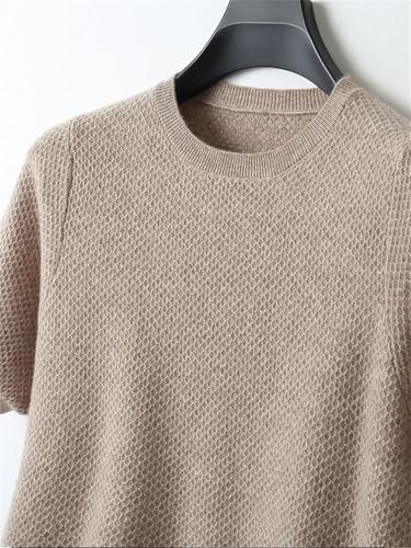 Men’S Merino Wool O-Neck Short Sleeve Knit Pullover Thin Jacquard Casual Jumper Top4