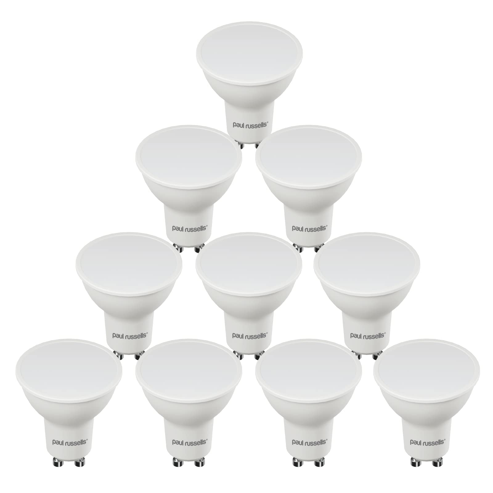 paul russells LED Bulb GU10, 320 lumens, 4W(Equivalent to 35W), Warm White 2700K, Non Dimmable, Pack of 10