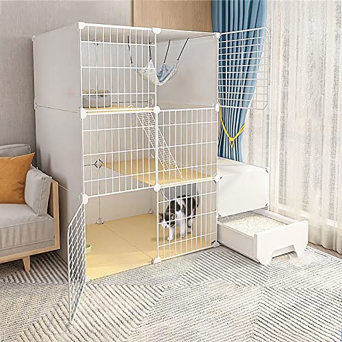Cage à chat spacieuse anti-évasion pour petits animaux et furets