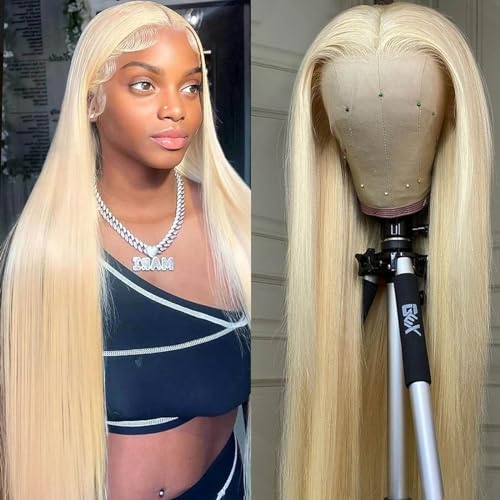 613 13x6 Lace Front Wig Human Hair 613 HD Lace Frontal Wig Blonde Lace Front Wigs Human Hair Pre Plucked Brazilian 180 Density Straight Lace Front Wigs Human Hair Glueless Wigs for Women 22 Inch