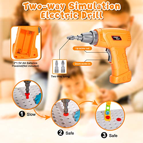 Bauspielzeug with Elektrische Bohrmaschine, 181 Stücke Konstruktionsspielzeug STEM Mint-Lernspiel für 3 4 5 6 7 8 9 10… – Bild 7