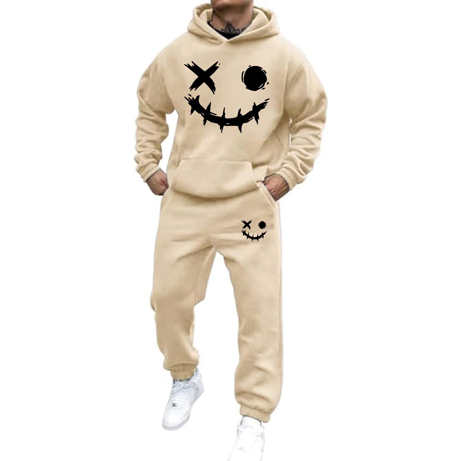 Trainingsanzug Set Herren Damen Horror Tracksuit 2 Teilig Y2k Hoodie und Sporthose Baggy Jogginganzug 2026 Hip Hop Streetwear Sport Freizeitanzug Atmungsaktiv Hausanzug Geschenk Papa Freund