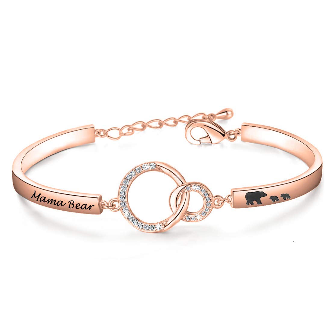 Zuo Bao Mama Bear Bracelet Mom Bracelet Mama and Baby Bear Bracelet Mother Daughter Jewelry Mother's Day Gift (2 Cub RG)