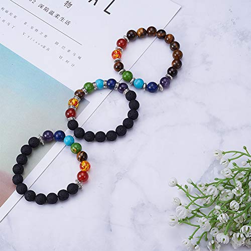 Perles de lave 7 chakra pour fabriquer un bracelet de méditation DIY - 6