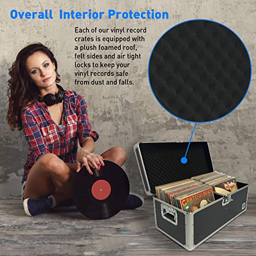 image for EASYGO PRODUCTS Classic Acts Vinyl Record Album Storage Case Aluminum 